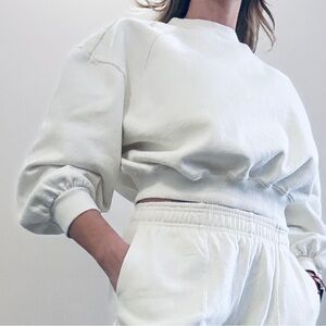 Zara Cream Scoop-Neck Cropped Sweater